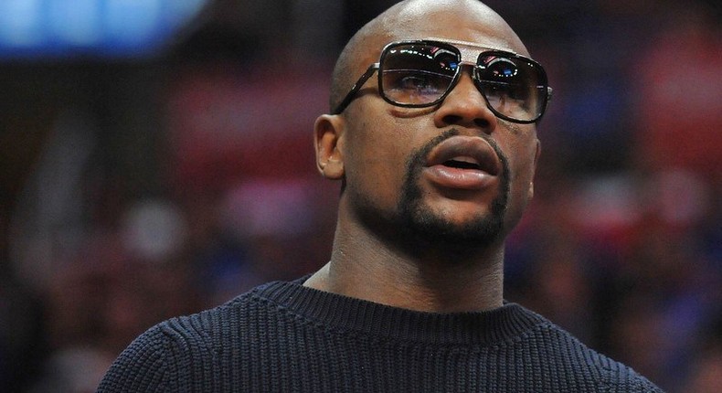 May 8, 2015; Los Angeles, CA, USA; Floyd Mayweather Jr. in attendance as the Houston Rockets play against the Los Angeles Clippers during the first half in game three of the second round of the NBA Playoffs. at Staples Center. Mandatory Credit: Gary A. Vasquez-USA TODAY Sports