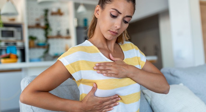 You should give yourself a breast exam regularly to screen for breast cancer.stefaname/Getty Images