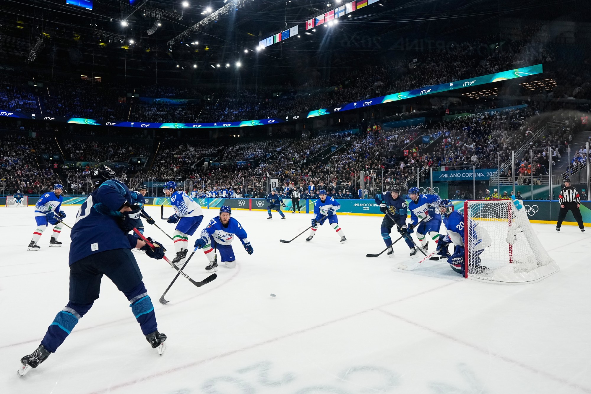 Zápas ZOH 2026: Fínsko - Taliansko. 
