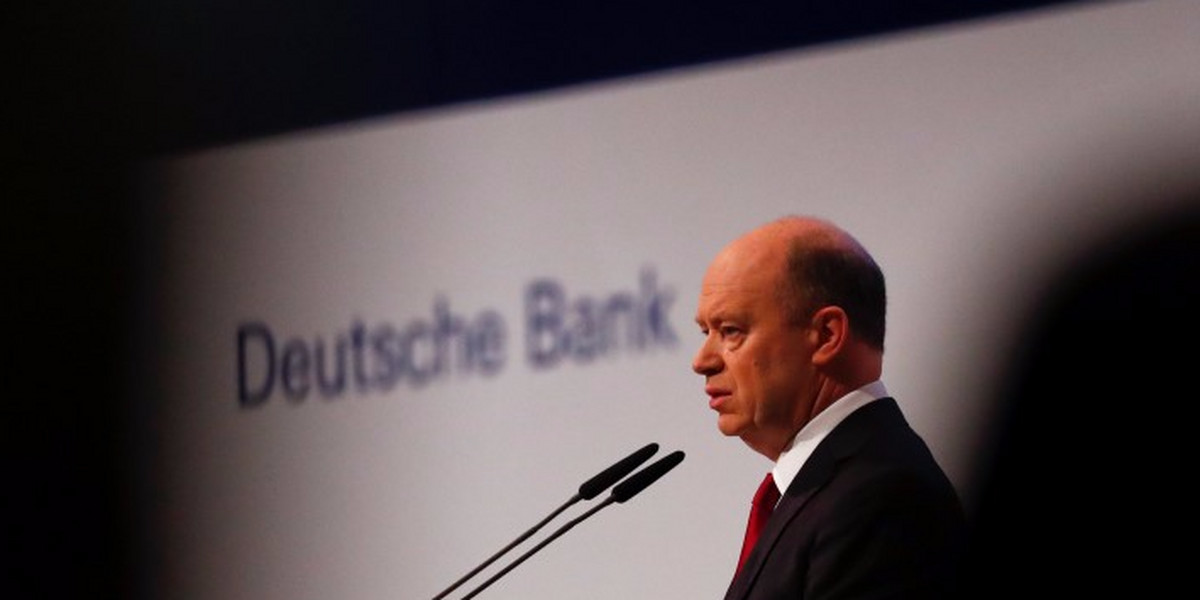 Deutsche Bank CEO John Cryan addressing the bank's annual general meeting in Frankfurt, Germany.