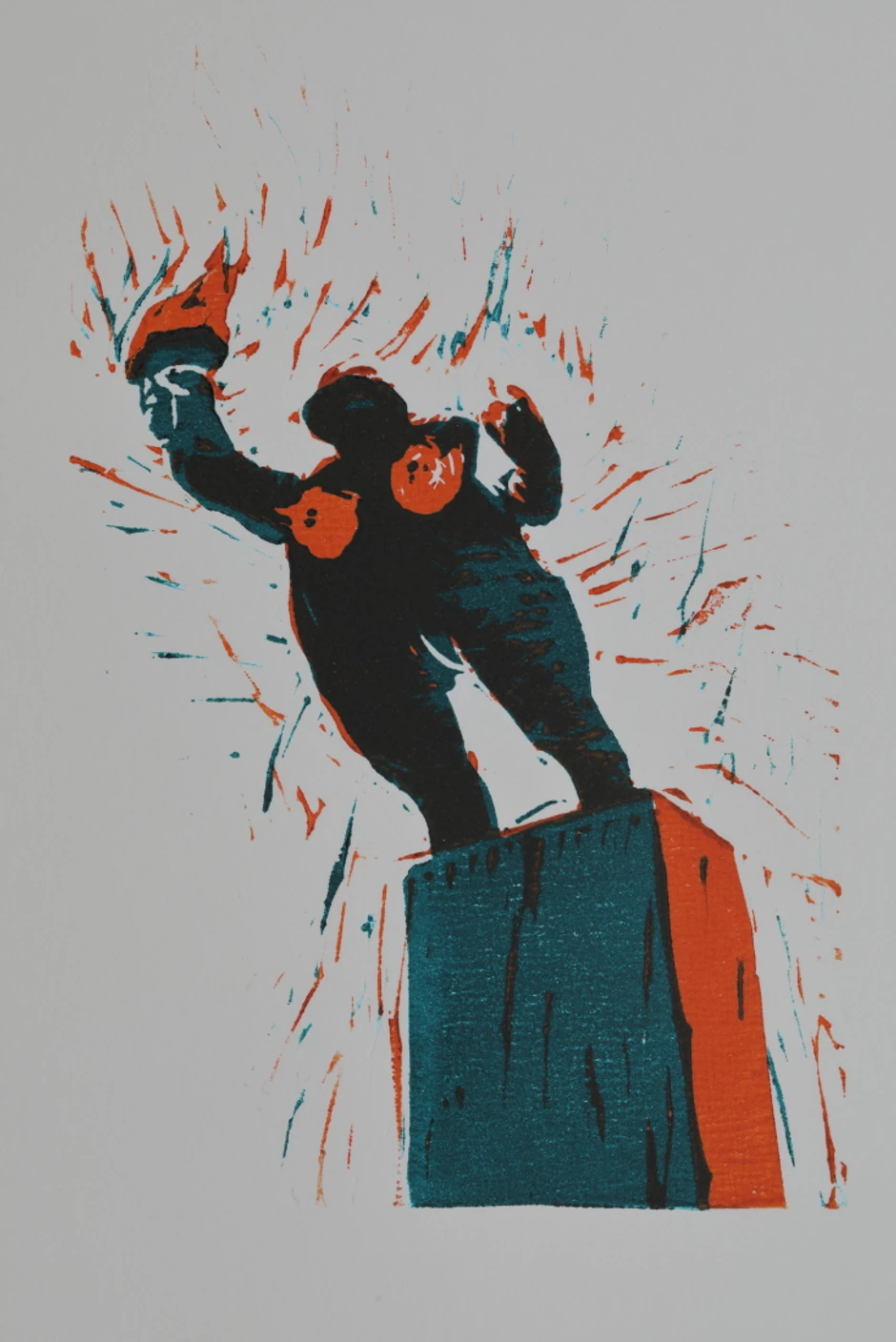 Kip Slobode, Nenad Malešević, 2023, Linorezi na papiru Strathmore 20,3×24,4 cm