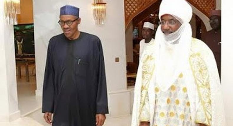 Emir of Kano, Sanusi Lamido Sanusi visits President Muhammadu Buhari in Abuja on August 4, 2015.