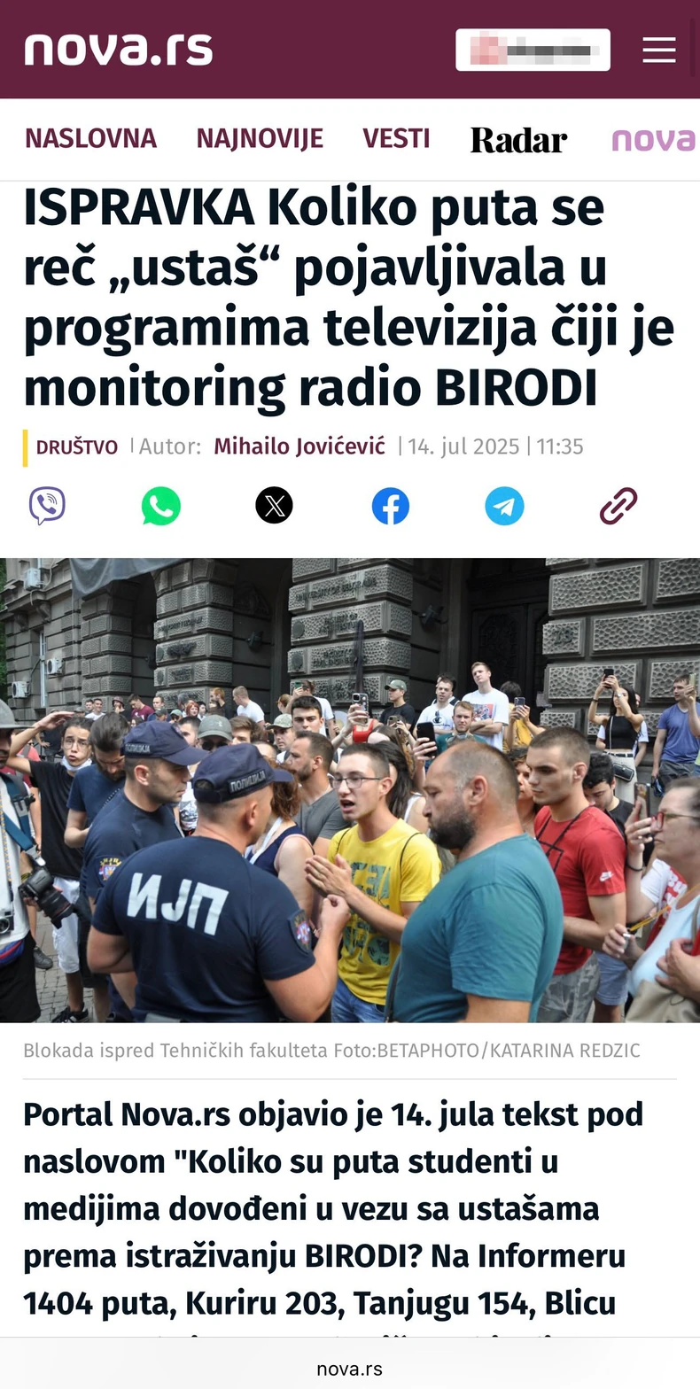 Ispravke lažne vesti o Blicu na portalu Nova