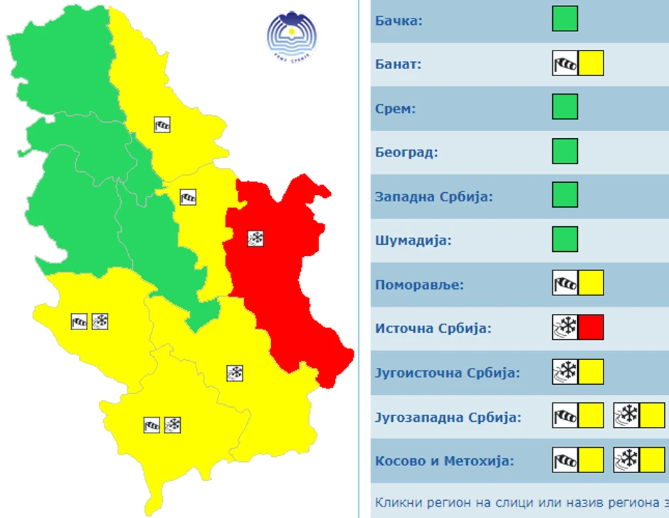 Meteoalarm za četvrtak