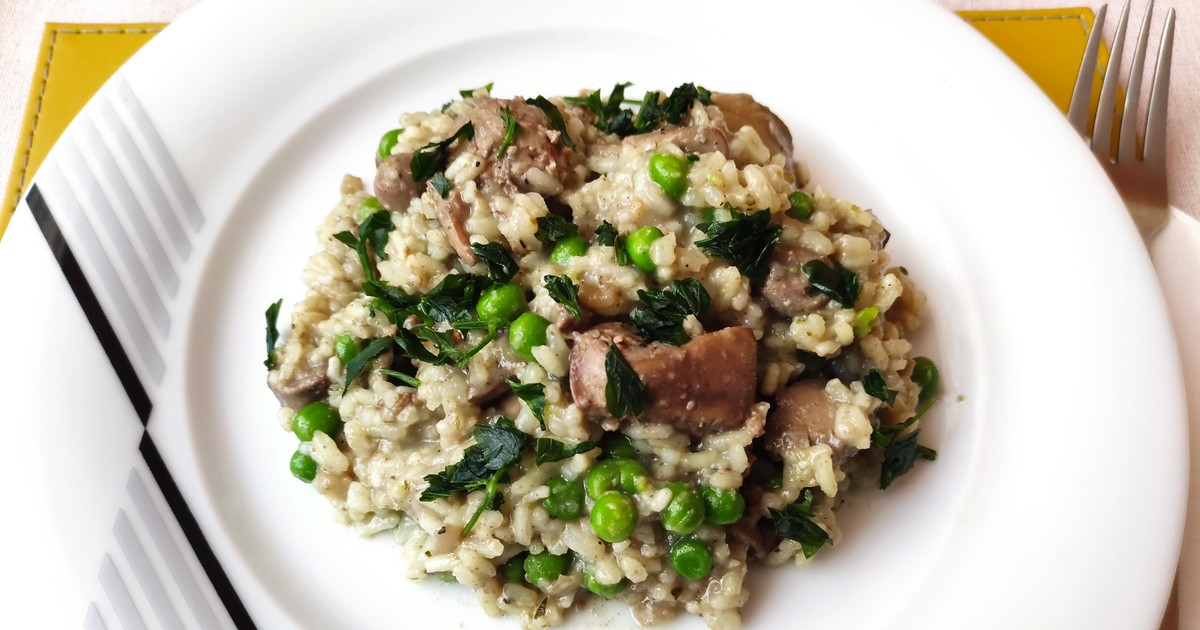 Csirkemájas-borsós rizottó recept
