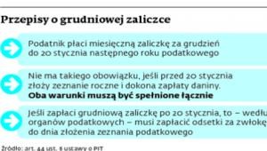 Przepisy o grudniowej zaliczce