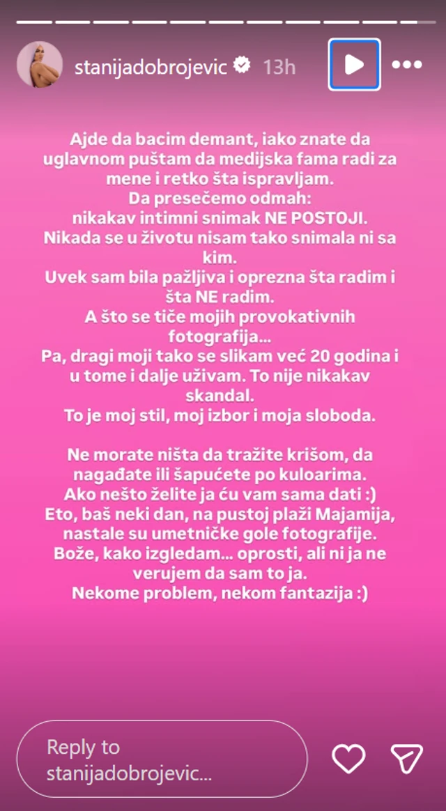 Stanija progovorila o INTIMNOM SNIMKU: "Uvek sam bila pažljiva i oprezna"