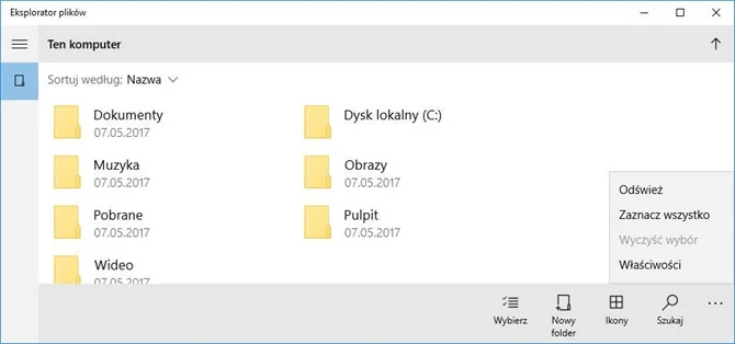 Eksplorator plików w wersji UWP z Windows 10 Creators Update