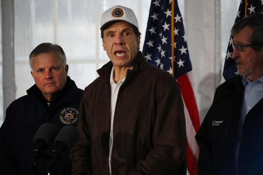 NY Governor Andrew Cuomo Holds Daily Briefing At Javits Center