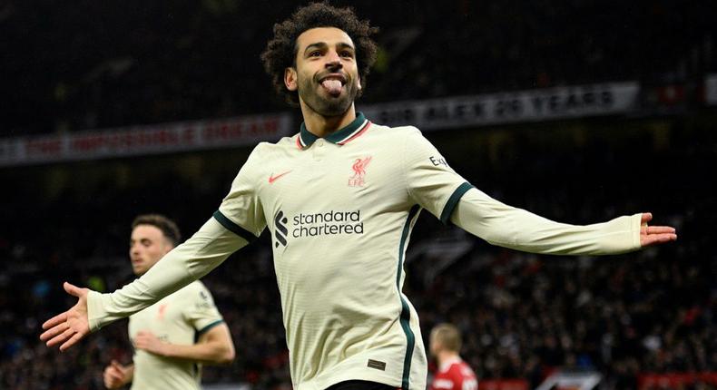 Egyptian King: Mohamed Salah's hat-trick against Manchester United made him the top-scoring African player in Premier League history Creator: Oli SCARFF