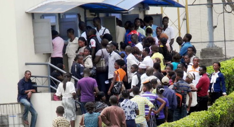 Man collapses at ATM gallery in Asaba, revived by customers. [Twitter/@RealnewsMag]