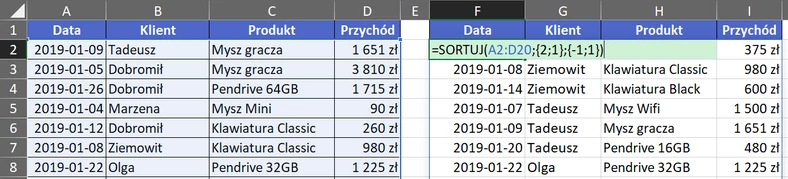 6.9  Sortowanie po dwóch kolumnach w różnej kolejności