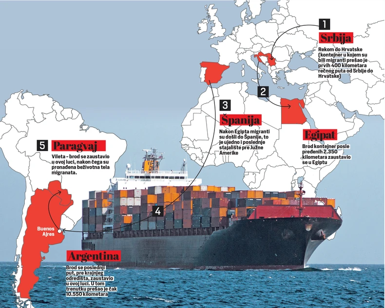 Brod se poslednji put, pre krajnjeg odredišta, zaustavio u ovoj luci. U tom trenutku prešao je čak 10.550 kilometara
