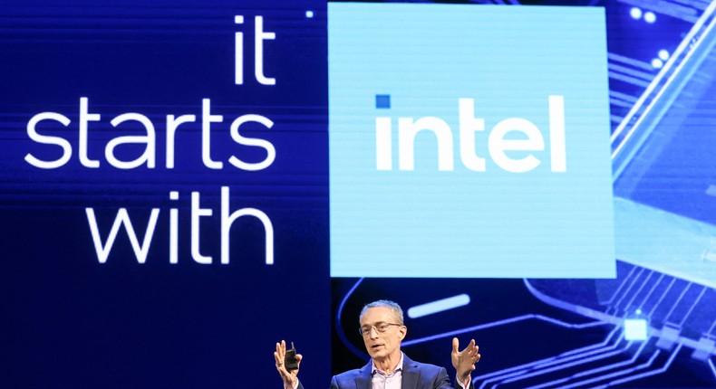 Intel CEO Pat Gelsinger delivers a speech at Taipei Nangang Exhibition Center during Computex 2024, in Taipei on June 4, 2024.I-Hwa CHENG / AFP