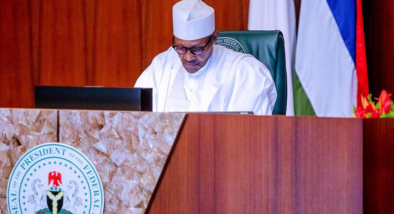 President Muhammadu Buhari presides over the Federal Executive Council meeting [Twitter/@BashirAhmaad]