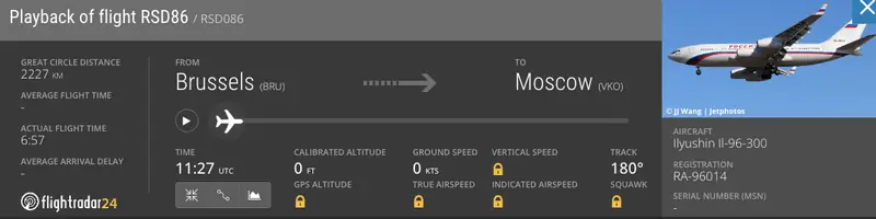 Nowa trasa Iljuszyna Ił-96, który odebrał rosyjskich dyplomatów z Brukseli