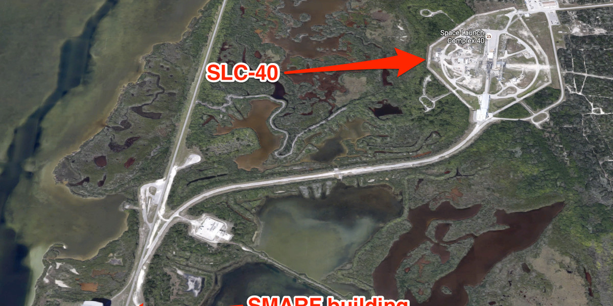 The ULA's SMARF building is more than a mile away from the site of the SpaceX launchpad fire.