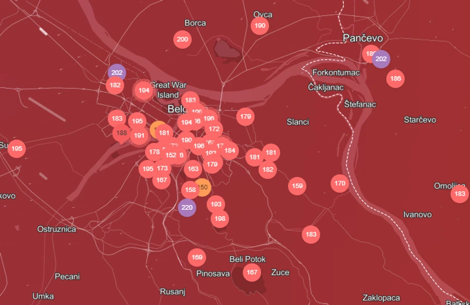 Zagađenje u Beogradu 25. februara