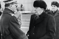 Generał Wojciech Jaruzelski i sekretarz generalny KPZR Leonid Breżniew, Moskwa, 15 października 1981 r.