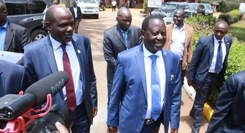 ODM leader Raila Odinga with IEBC Chairman Wafula Chebukati