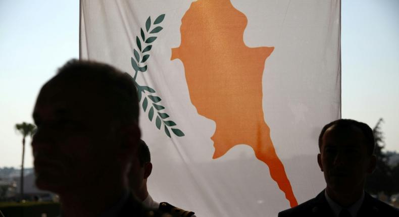 The Cyprus flag during a memorial ceremony in Nicosia for the fallen during the 1974 Turkish invasion