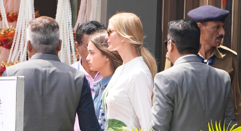 Ivanka Trump arrives for the Ambani wedding pre-party in Jamnagar, India.Ajit Solanki/AP