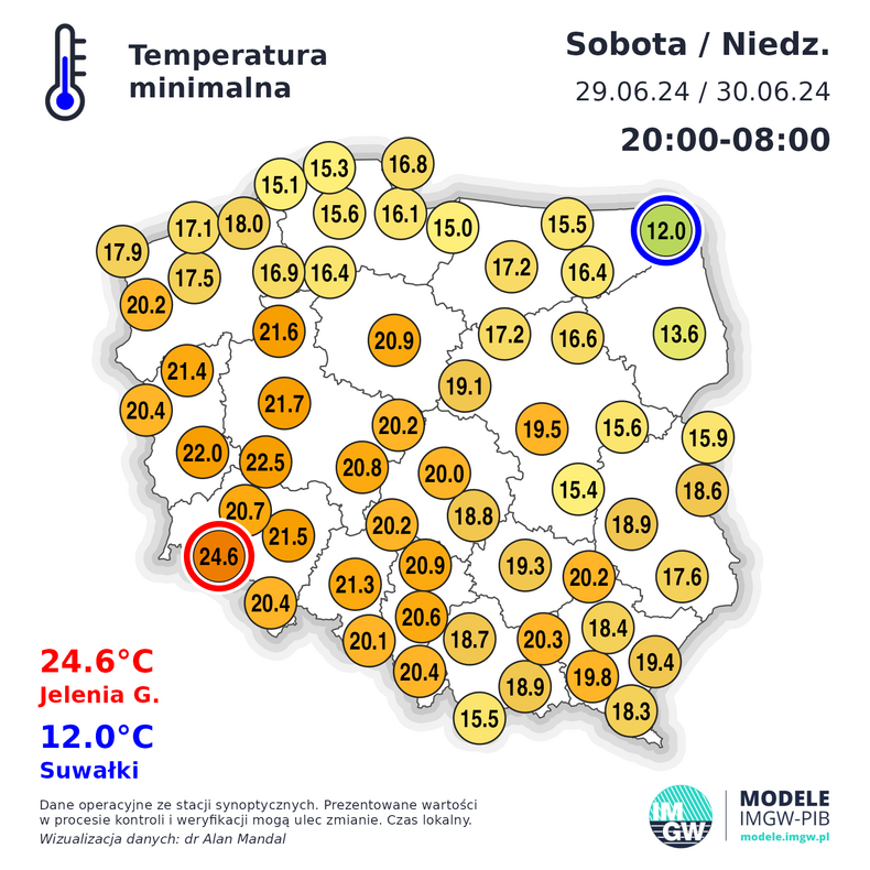 Za nami niezwykle ciepła noc. W Jeleniej Górze temperatura nie spadła poniżej 24,6 st. C