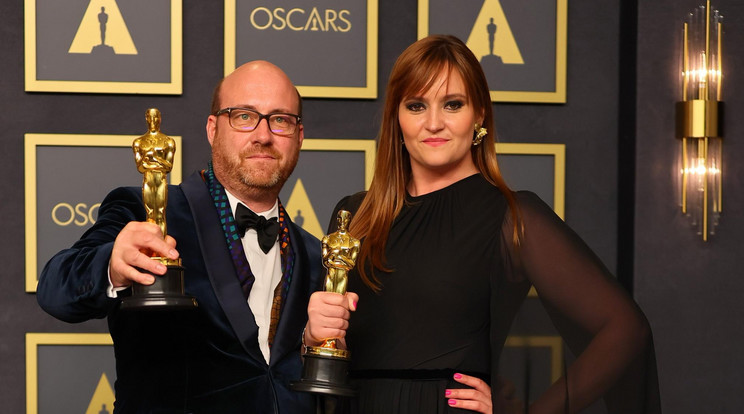 Sipos Zsuzsanna és Patrice Vermette a Dűne című film díszletberendezéért kapott Oscar-díjat / Fotó: Getty Images