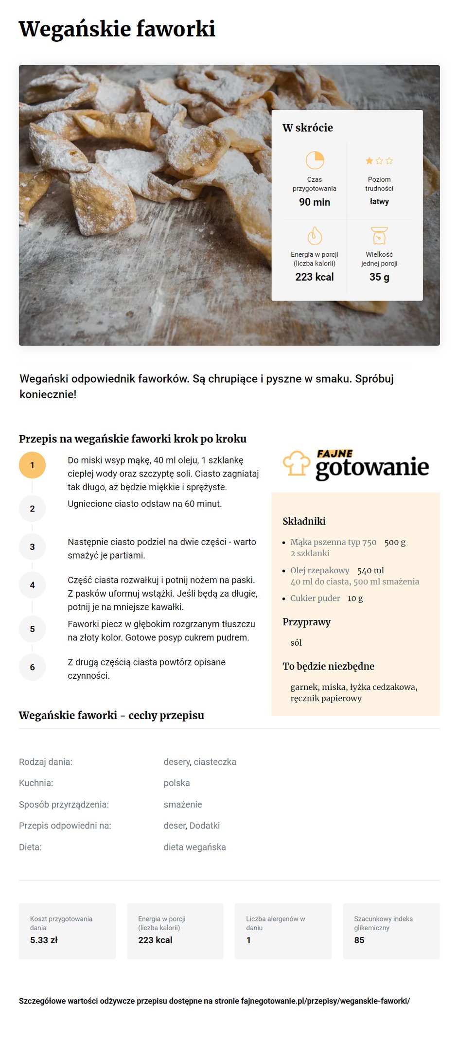 Wegańskie faworki