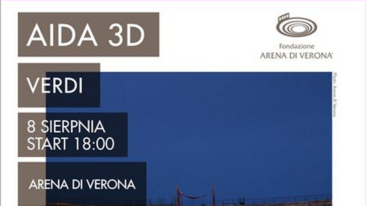 Multikino zaprosza na retransmisję opery "Aida". Nagranie jednej z najsłynniejszych oper świata zrealizowano po raz pierwszy w technologii kinowej 3D. 8 sierpnia w wybranych kinach sieci Multikino widzowie będą mogli "znaleźć się" w antycznej arenie we włoskiej Weronie.