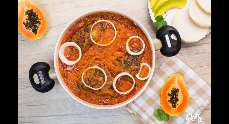 Yummy pawpaw stew prepared in a non-stick stew