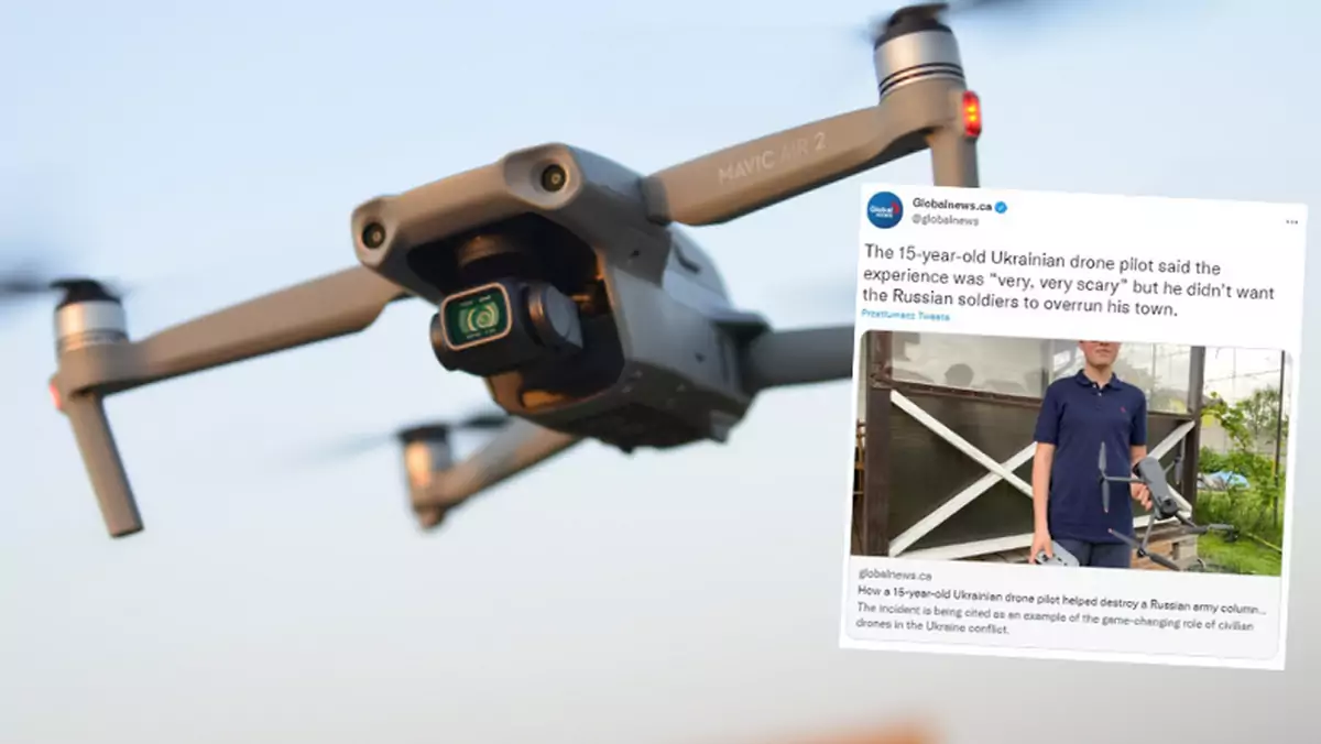 Wiadomości na temat położenia rosyjskich wojsk, które zdobył dron nastoletniego Andrija Pokrasy, pozwoliły zlikwidować wrogą kolumnę (Screen: Tiwtter/globalnews)