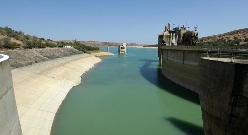 The Sidi Salem dam near Testour, in Tunisia's northwest Beja region has particularly low water levels due to a 30 percent drop in rainfall this year