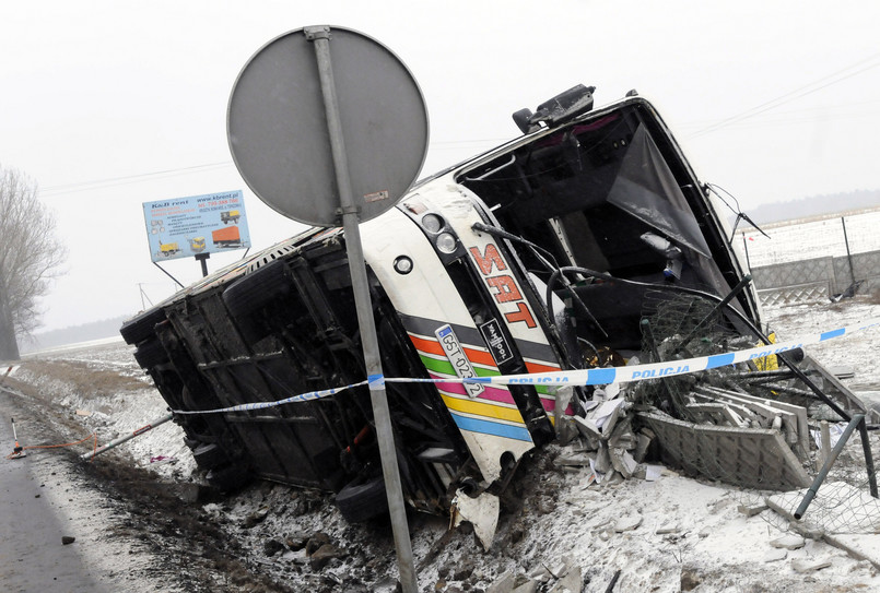 Wypadek autokaru pod Włocławkiem