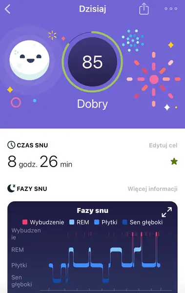 Screeny z aplikacji Fitbit