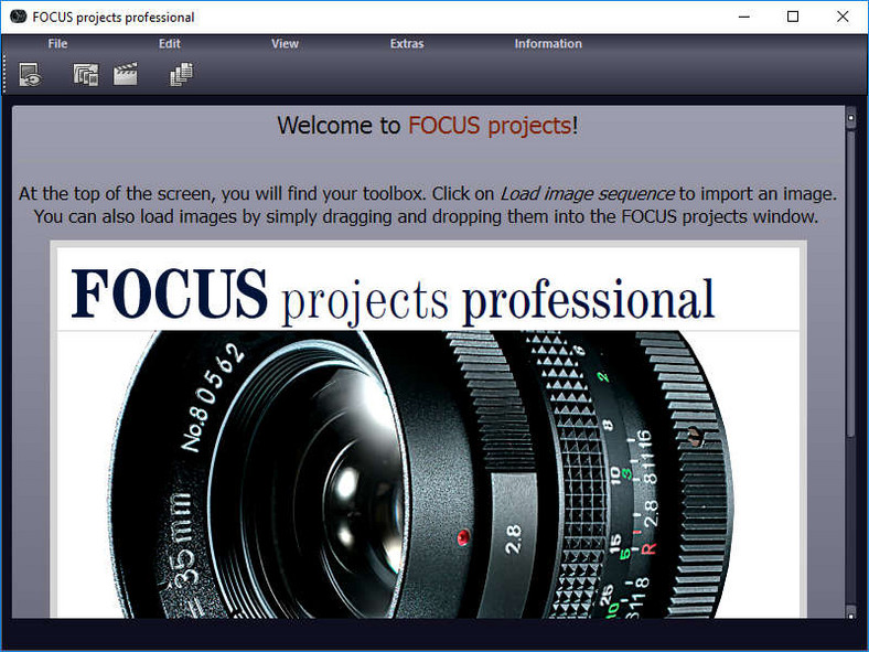 Główne okno programu do obróbki zdjęć - Focus Projects Pro