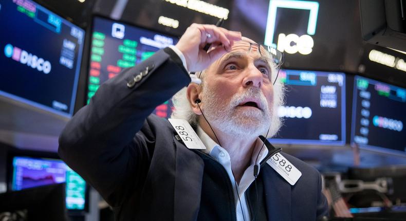 A trader works at the New York Stock Exchange NYSE in New York, the United States, on March 9, 2022.