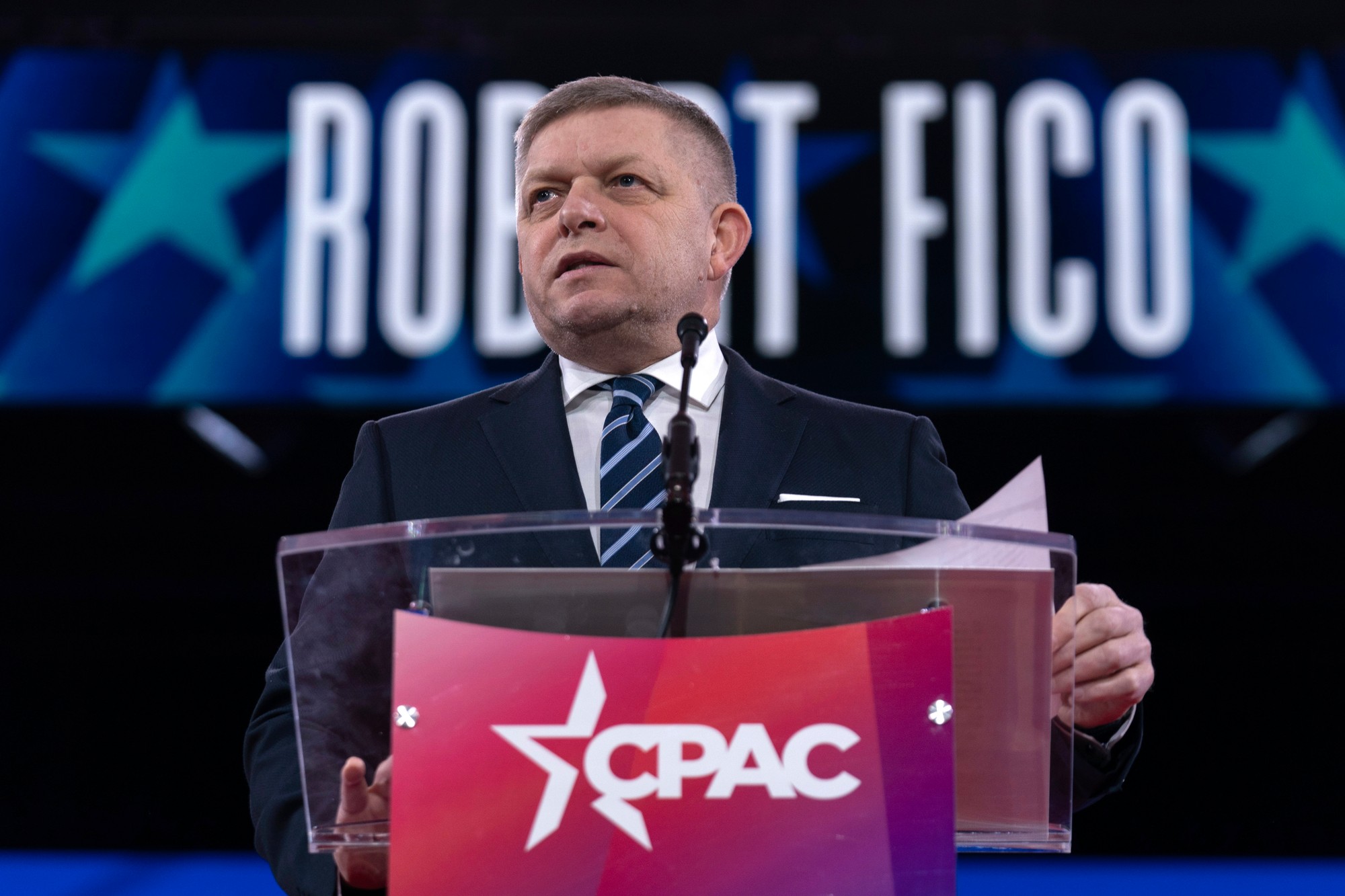 Slovenský premiér Robert Fico vystupuje s prejavom na Konferencii konzervatívnej politickej akcie (CPAC) vo Washingtone.