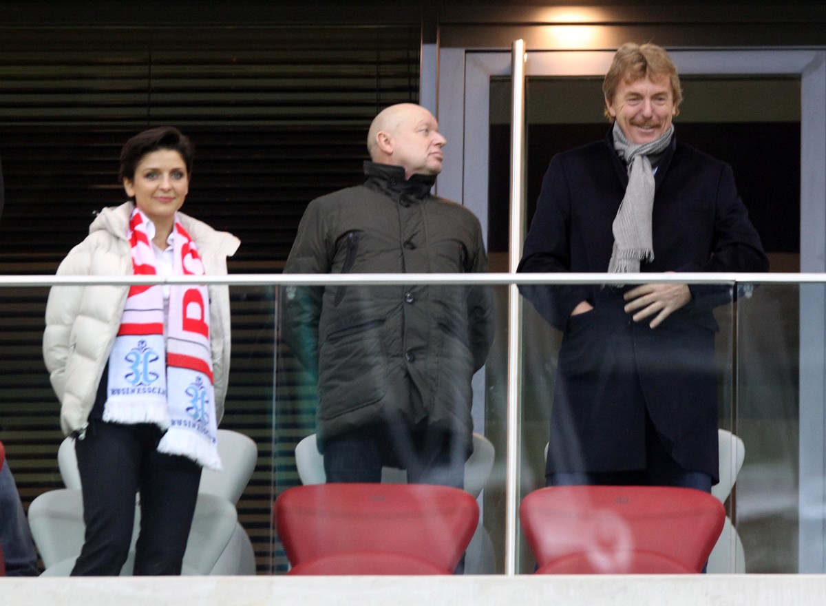 Minster sportu i były piłkarz na trybunach Stadionu Narodowego