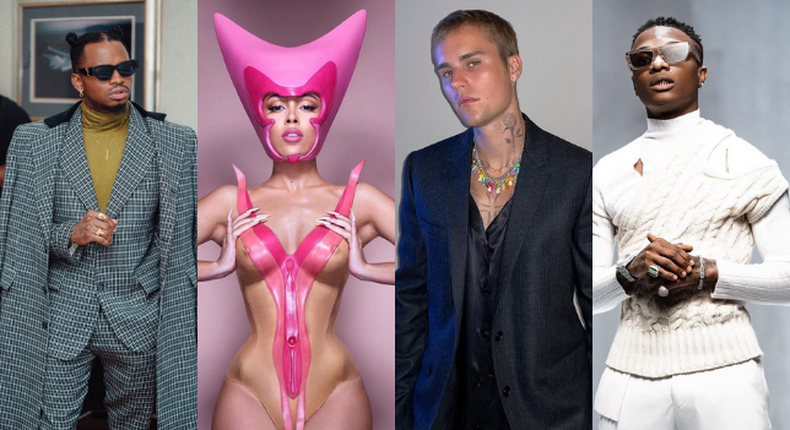 Diamond Platnumz, Doja Cat, Justin Bieber and Wizkid all nominated in the 2021  MTV EMA