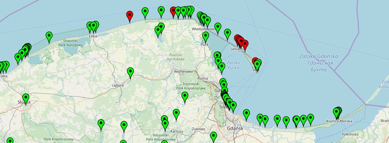 Na czerwono zamknięte dzisiaj kąpieliska