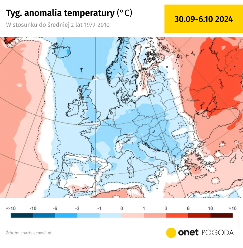 Przyszły tydzień będzie pierwszym od dłuższego czasu z ujemnymi anomaliami temperatury