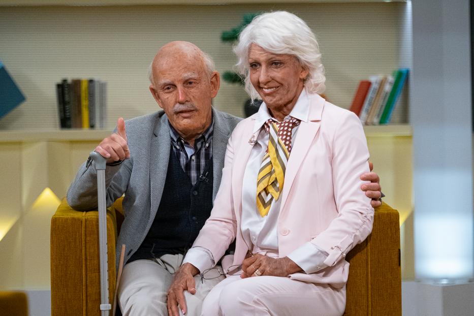 Jövőkép – Az Életünk története című műsor maszkmesterei szerint így néz majd ki Schobert Norbi és Réka 40 év múlva. / Fotó: RTL Klub