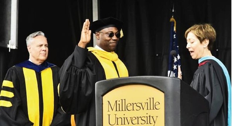 Dr Daniel A Wubah being sworn-in