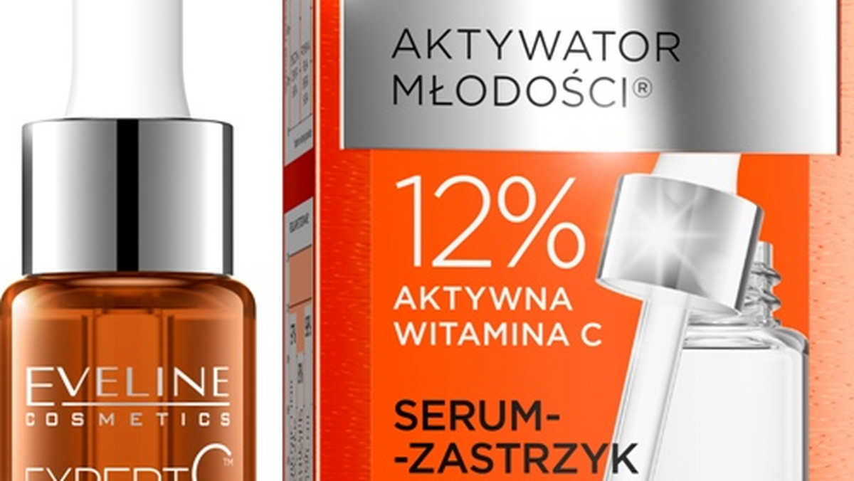 Eveline Cosmetics Ekspert C Aktywator Młodośc to Serum-Zastrzyk Witaminowy przeznaczony do dogłębnej pielęgnacji skóry. Skład bogaty w 3 bioaktywne formy witaminy C w bardzo wysokim, ekstremalnie skutecznym stężeniu 12%, szybko usuwa oznaki zmęczenia, dostrzegalne przebarwienia i plamy pigmentacyjne oraz skutecznie chroni przed zbyt wczesnym starzeniu się skóry, kompleksowo zwalczając wszystkie jego symptomy.