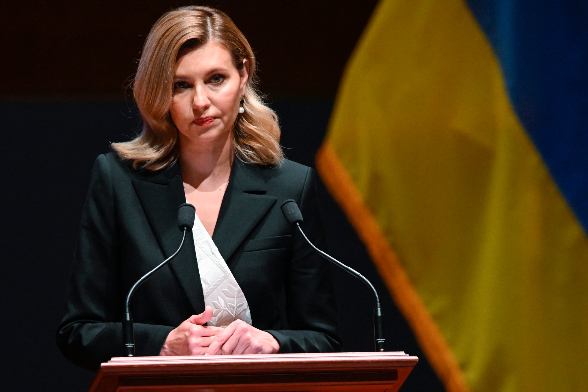Prvá dáma Ukrajiny Olena Zelenská pred členmi amerického Kongresu vo Washingtone.