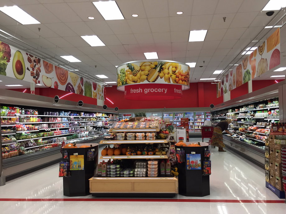 Target's fresh produce department contained very few fruits and vegetables compared to Walmart's