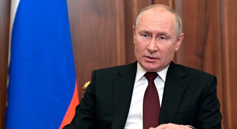 Russian President Vladimir Putin, who ordered troops into eastern Ukraine on Monday.