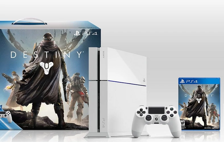 Biała PlayStation 4 w zewstawie z Destiny