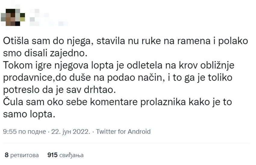 Dečak, lopta, Tviter